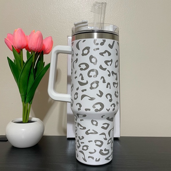 Other - 🎉❤️ Leopard Print Tumbler with Lid Handle Straw